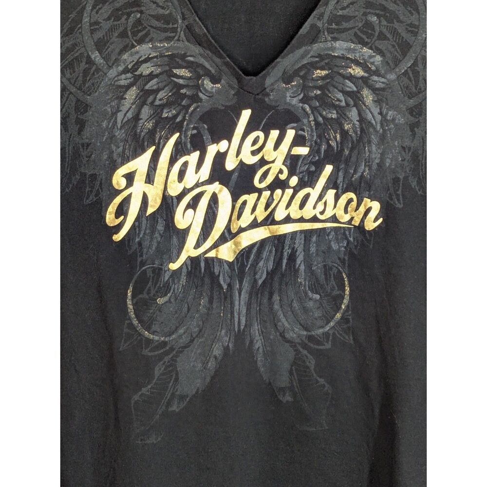 Harley-Davidson Kona Big Island Hawaii Women's Long Slv Shirt Sz M Black Gold - Picture 3 of 6